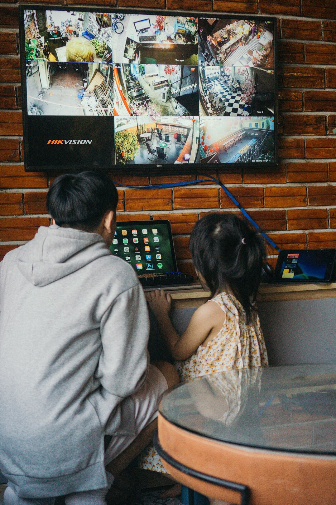 store security guard watching monitors